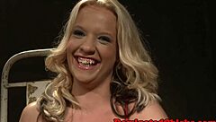 euro babe bound punished swallows jizz garage