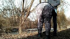 couple pisses on fat mature woman in outdoor lustful doggystyle frenzy