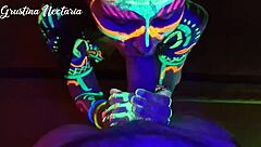 fucked wild slim tanned girl under intense uv lights