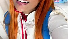 chubby ebony asuka farts loud in plugsuit cosplay and school uniform burp fest