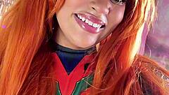 chubby ebony asuka farts loud in plugsuit cosplay and school uniform burp fest