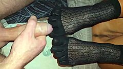 Mature Chubby Blonde Fingers Pussy Deep with Five Fingers in Socks