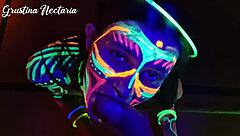 fucked wild slim tanned girl under intense uv lights