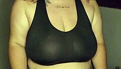 Luna caught undressing plays with huge natural tits solo