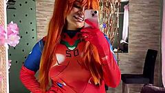 chubby ebony asuka farts loud in plugsuit cosplay and school uniform burp fest