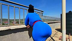 sneaking doggystyle on big ass ebony neighbor couch