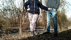 couple pisses on fat mature woman in outdoor lustful doggystyle frenzy