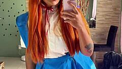 chubby ebony asuka farts loud in plugsuit cosplay and school uniform burp fest