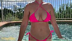 Wife FLASHES Big TITS at Hotel Pool