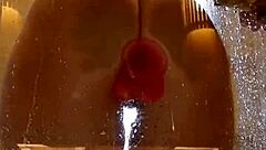 juicy ass teen showers with pink dildo dripping wet everywhere