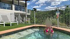 Wife FLASHES Big TITS at Hotel Pool