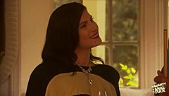 brunette spreads legs poolside for hardcore ass railing