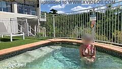 Wife FLASHES Big TITS at Hotel Pool