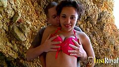 Candid Skinny Brunette Tania Dola Drilled Doggystyle Beach Pound
