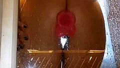 juicy ass teen showers with pink dildo dripping wet everywhere