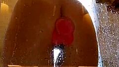 juicy ass teen showers with pink dildo dripping wet everywhere