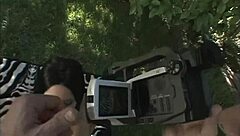 always horny brunette milf haley spanks ass for outdoor anal cum