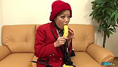 This cute Japanese girl plays with her hairy pussy alone 😍💦