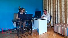 boss femdom humiliates employee in office enf domination