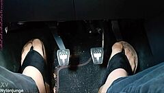 Chubby German Nylon Feet Tease Toes In Car Close-Up