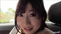 i picked up cute japanese teen for her first car suck