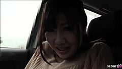 i picked up cute japanese teen for her first car suck