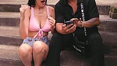 Christmas flashing big tits and ass for stranger's outdoor record