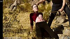 Petite masochist Brooke Johnson caned and rimmed hard