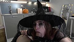 sexy witch teen sucks cock for halloween cum potion