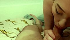 student teases with dorm blowjob cum facial