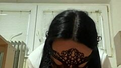 busty milf stuffs wet pussy with thrusting dildo