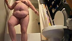 bbw milf squirts wildly in bathroom masturbation