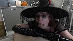 sexy witch teen sucks cock for halloween cum potion