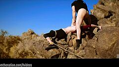 Petite masochist Brooke Johnson caned and rimmed hard