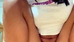 busty milf stuffs wet pussy with thrusting dildo