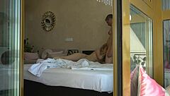 old man pounds young blonde bed doggystyle frenzy