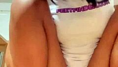 busty milf stuffs wet pussy with thrusting dildo