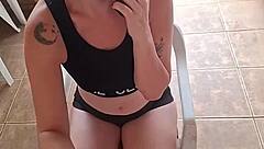 redhead milf sucks lover while chatting husband