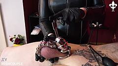 empress bella dominates caged slave with tattooed goddess orgasm control!