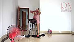 Chick Tries Resort Lingerie and Dresses On
