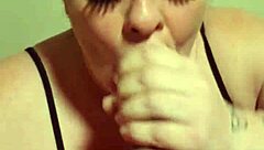Redhead's sloppy interracial deepthroat head game with bbc cum mouth