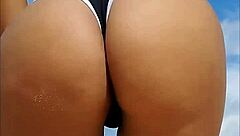 naughty couple bangs rough doggystyle on beach moaning