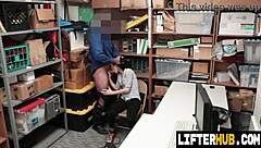 lp officer rips clothes and dominates combative shoplifter's ass in garage