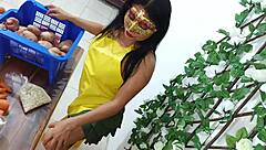 Standing Doggystyle Fuck Latina Vendor Workplace