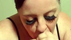 Redhead's sloppy interracial deepthroat head game with bbc cum mouth
