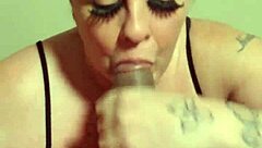 Redhead's sloppy interracial deepthroat head game with bbc cum mouth