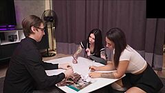 naughty students surprise submissive nerd with wild fun