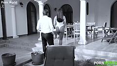 curvy cleaning lady gives outdoor deepthroat