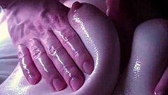 Oiled wife tits sex slow motion cum covered huge nipples
