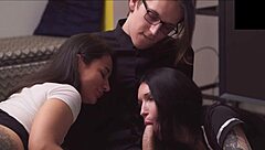 naughty students surprise submissive nerd with wild fun
